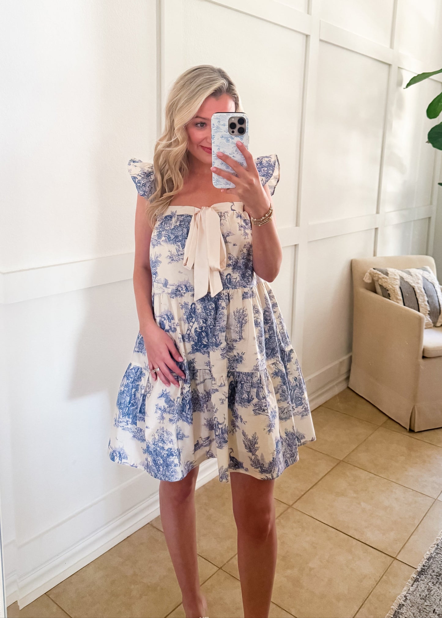 Tea Party Blue Toile Dress