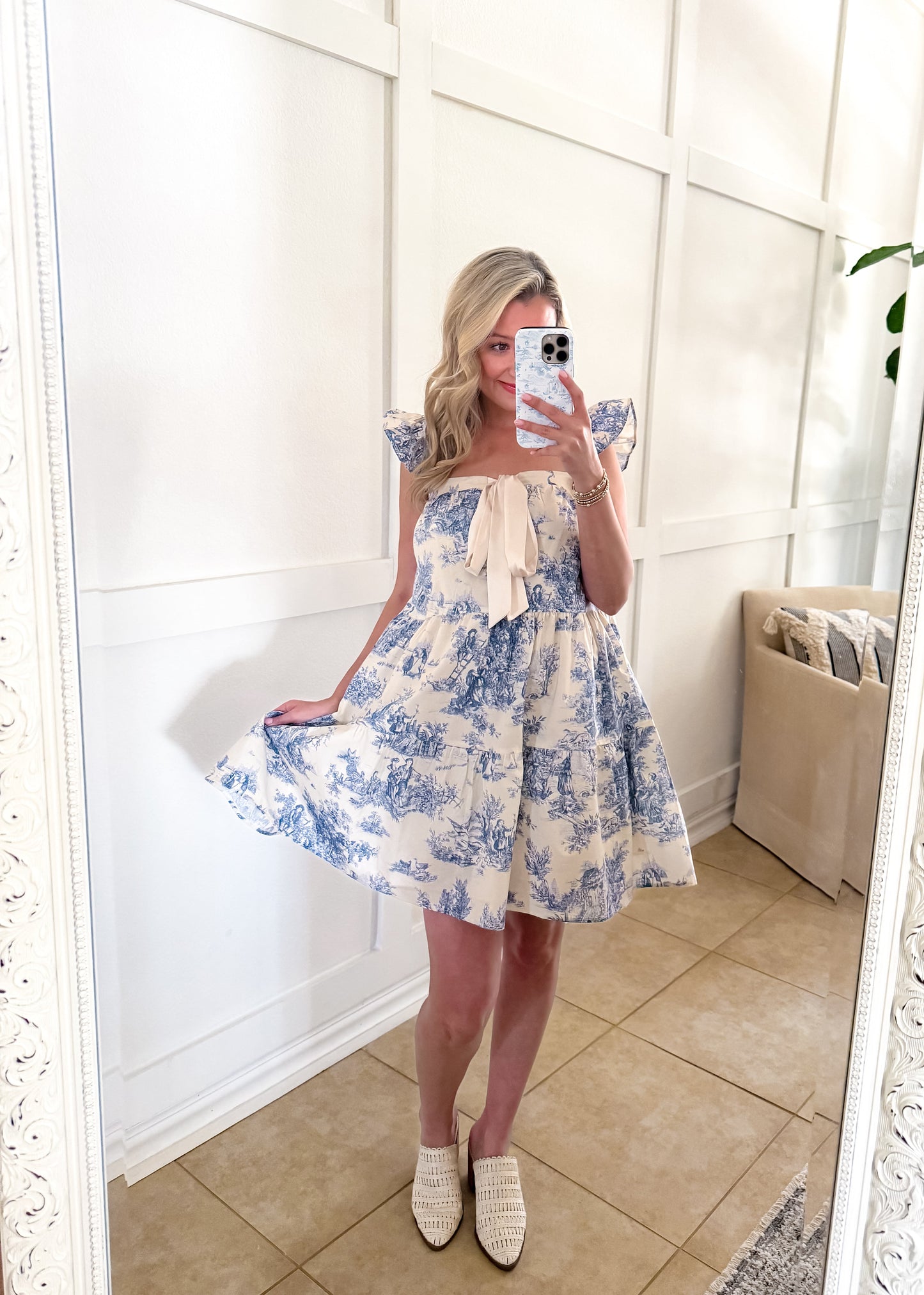 Tea Party Blue Toile Dress