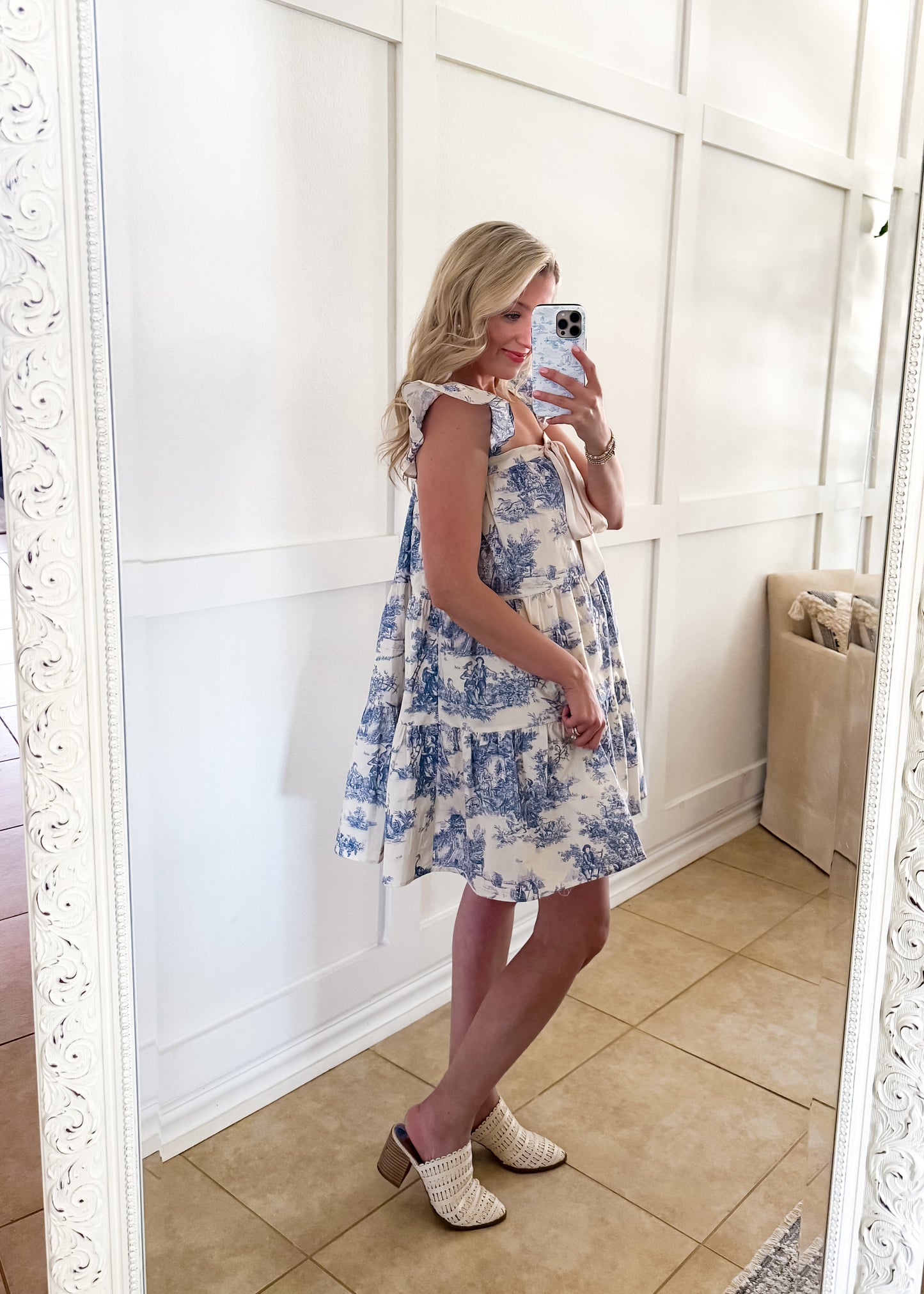 Tea Party Blue Toile Dress