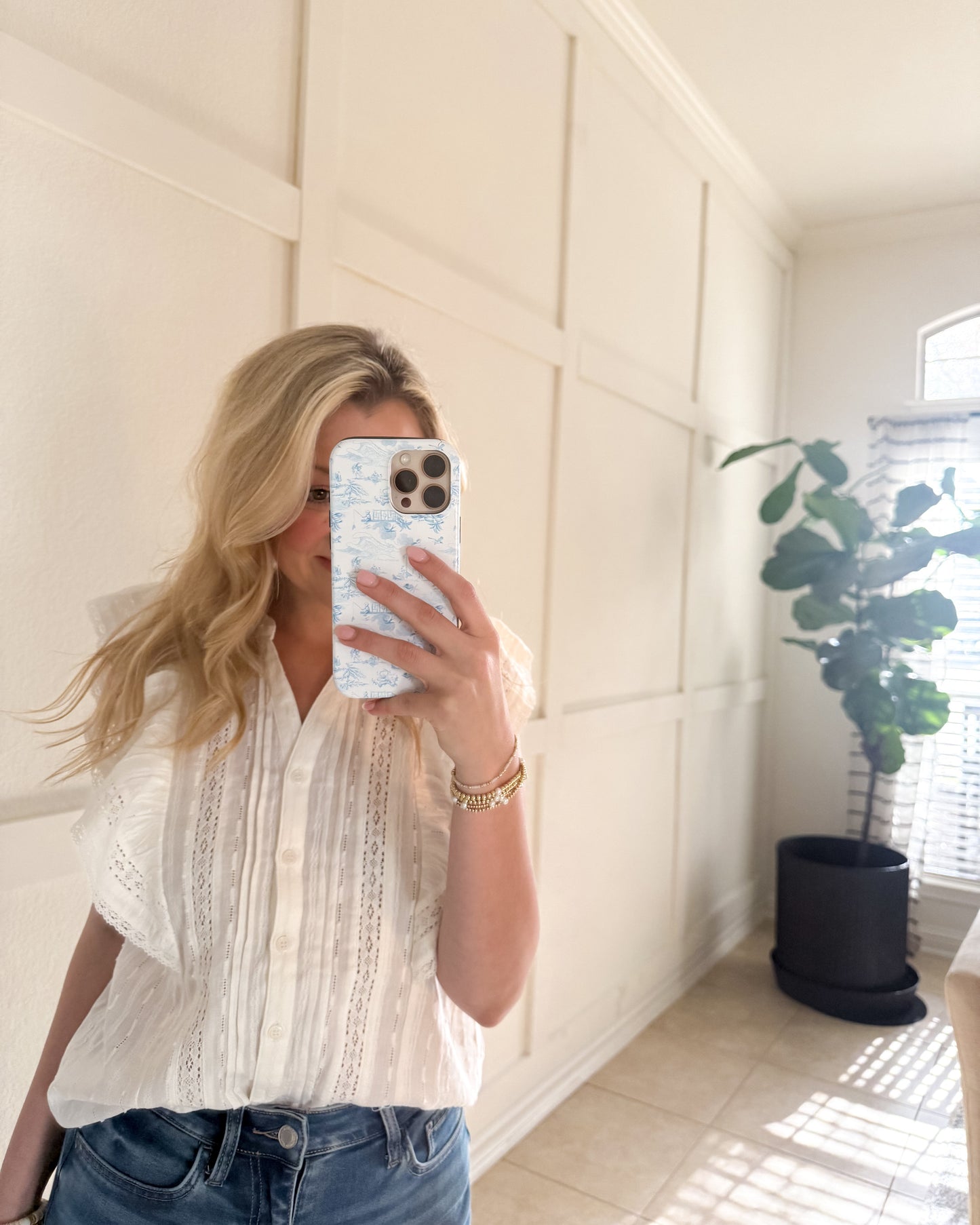Simply Dainty Lace-Trim Blouse