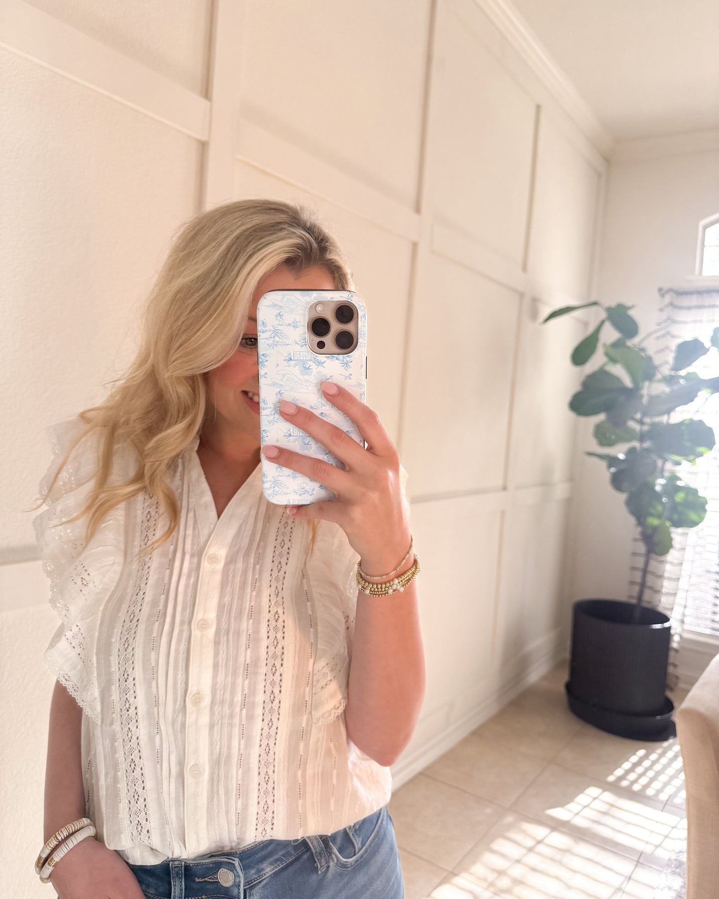 Simply Dainty Lace-Trim Blouse