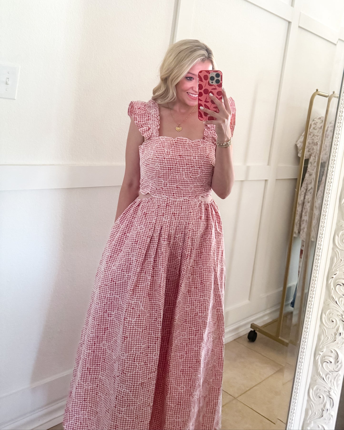 Going On A Picnic Scalloped Midi Dress