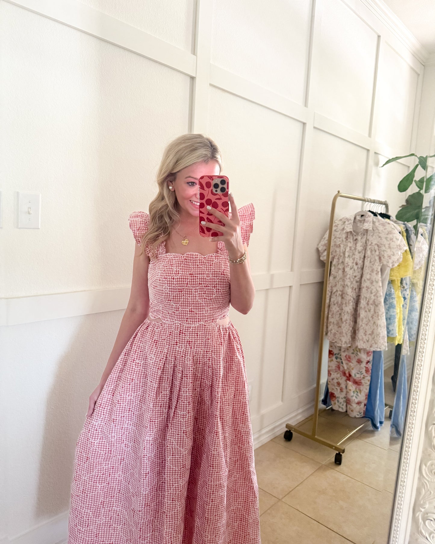 Going On A Picnic Scalloped Midi Dress