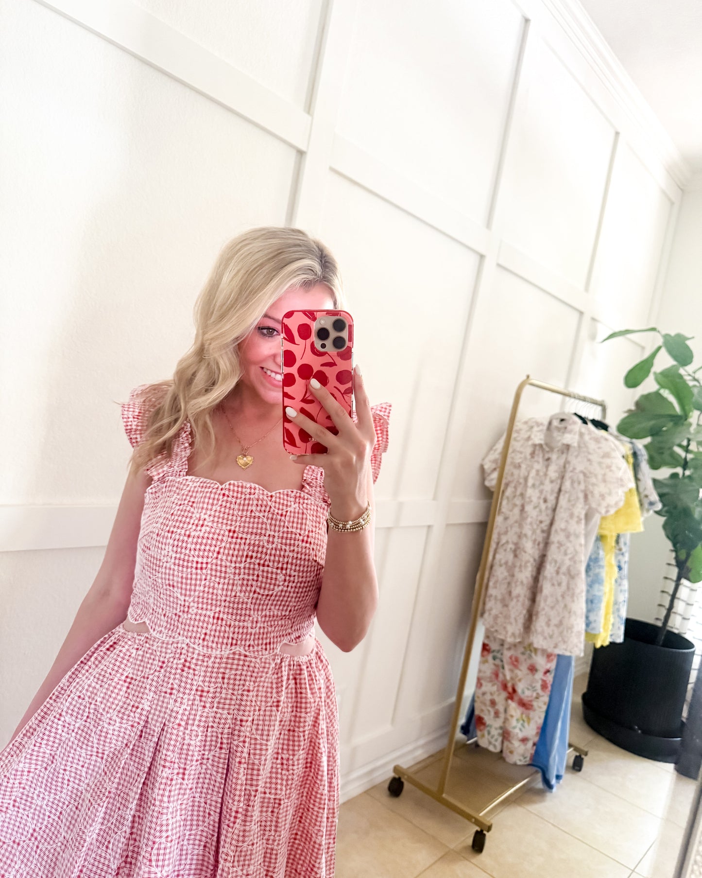 Going On A Picnic Scalloped Midi Dress