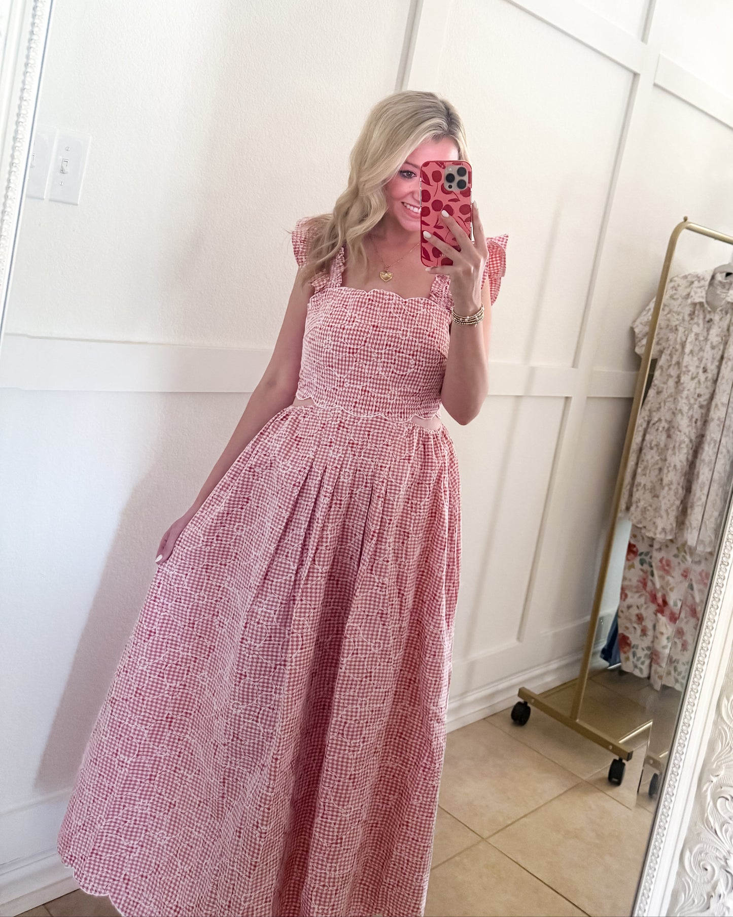 Going On A Picnic Scalloped Midi Dress