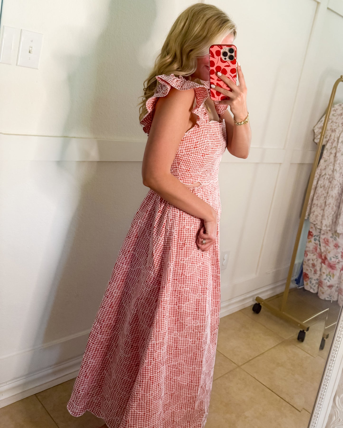 Going On A Picnic Scalloped Midi Dress