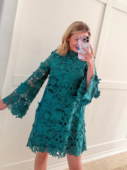 Gabby Green Lace Mini Dress