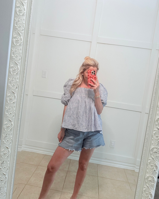 A Periwinkle Dream Smocked Blouse