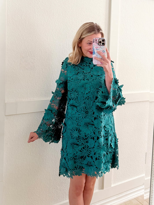 Gabby Green Lace Mini Dress