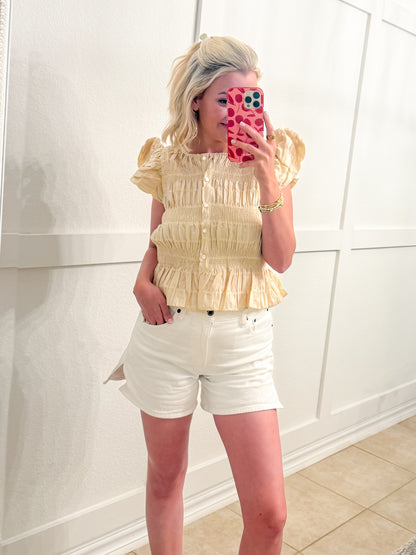 Bri Textured Button Front Blouse