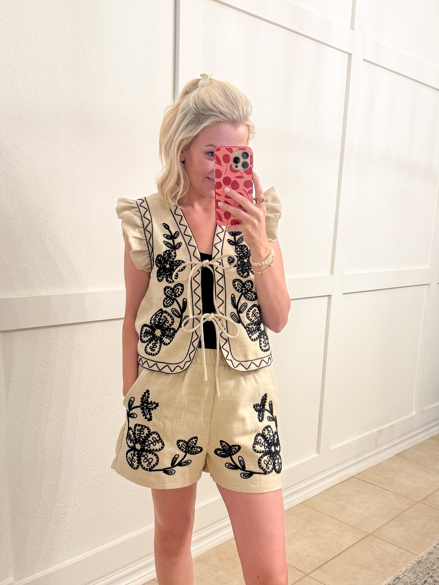 Tinley Neutral Embroidered Vest