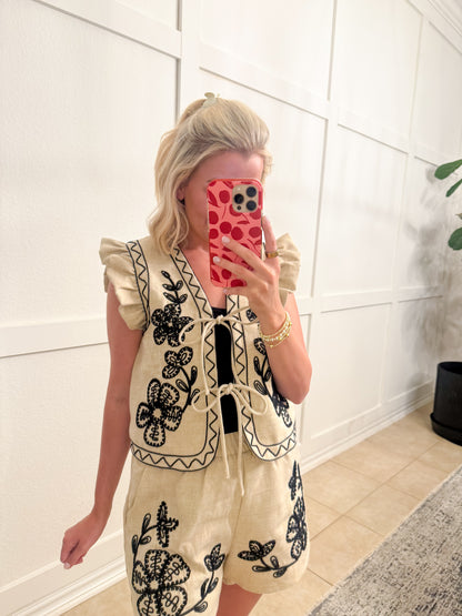 Tinley Neutral Embroidered Vest