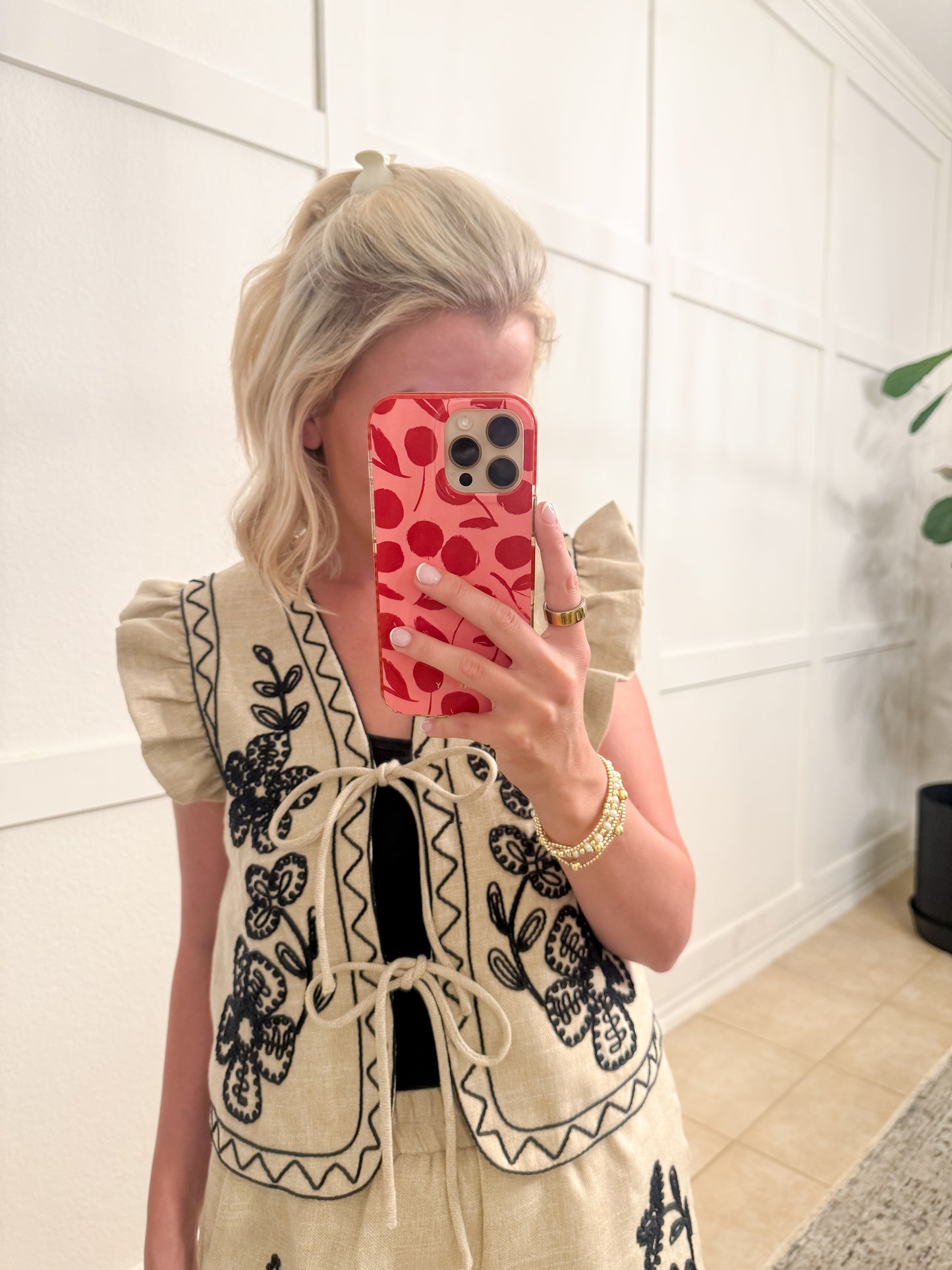 Tinley Neutral Embroidered Vest